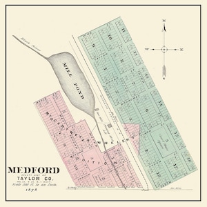 1878 Kaart van Medford Taylor County, Wisconsin