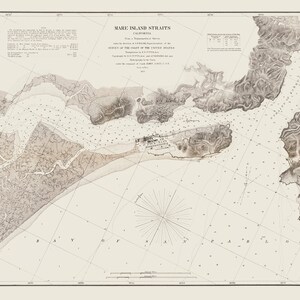 Carta Náutica de 1857 do Estreito da Ilha Mare, Califórnia