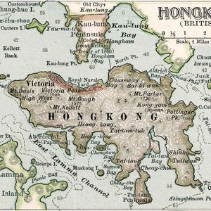 1897 Carte de l'empire chinois Hong Kong British