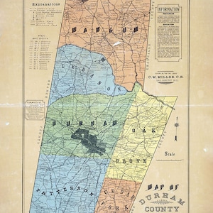 1910 Carte du comté de Durham en Caroline du Nord