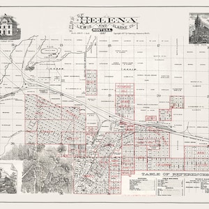 1887 Map of Helena Lewis and Clarke County Montana