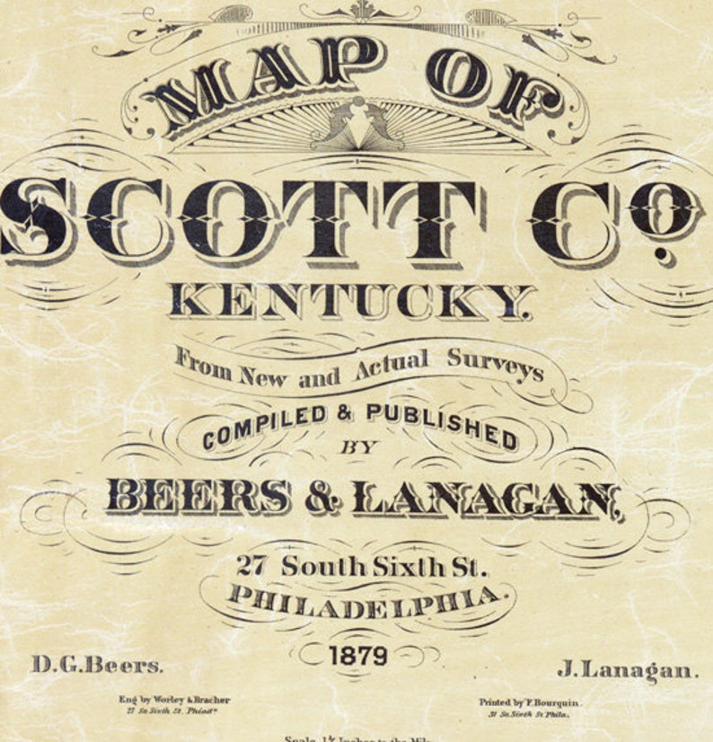 1879 Map of Scott County Kentucky Etsy