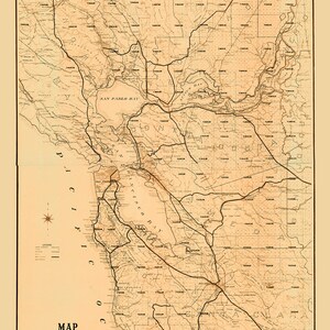 1921 Mappa delle contee della baia della California