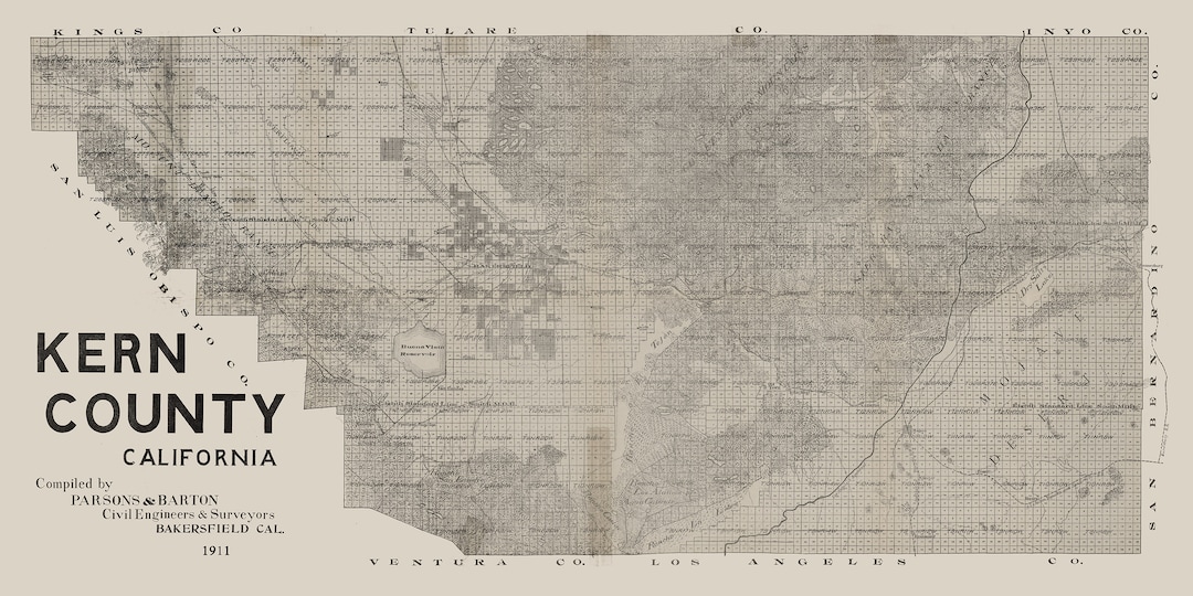 1911 Map of Kern County California - Etsy