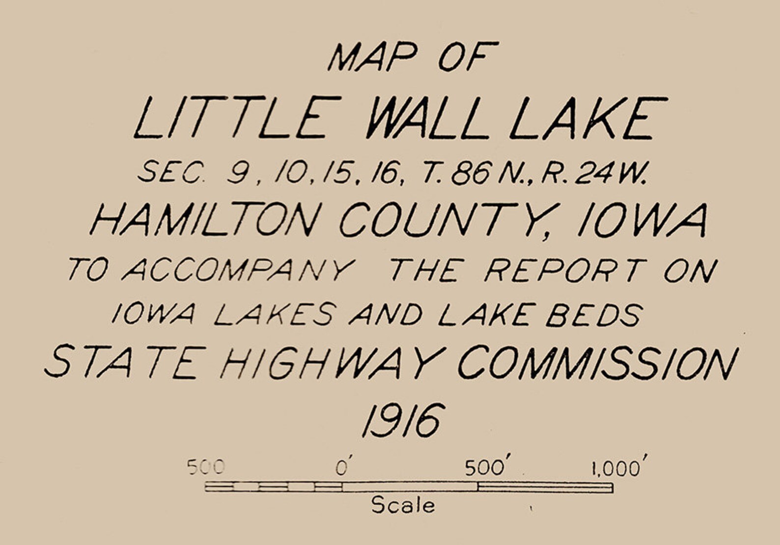 1916 Map of Little Wall Lake Hamilton County Iowa Etsy UK