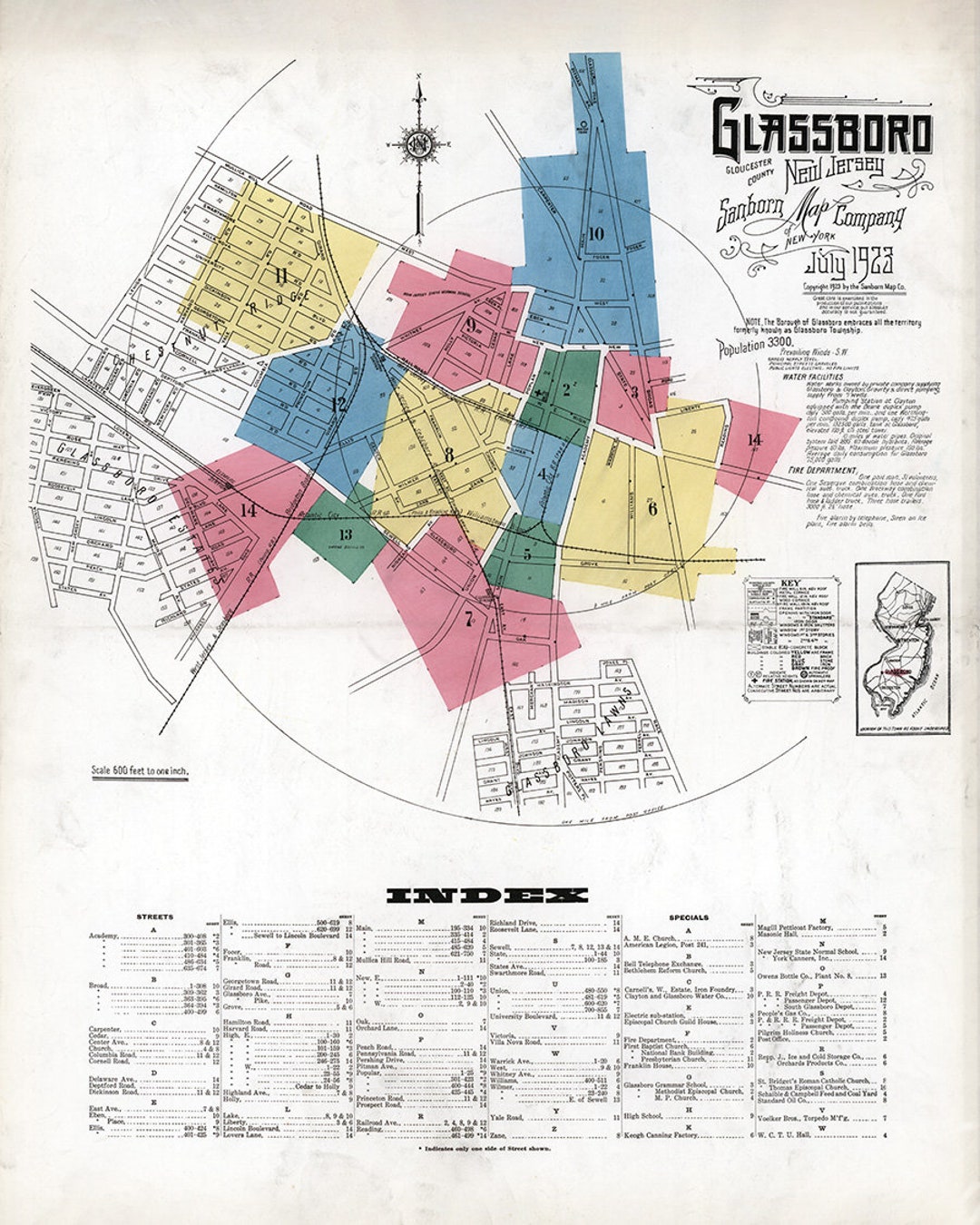 1923 Town Map of Glassboro New Jersey Etsy