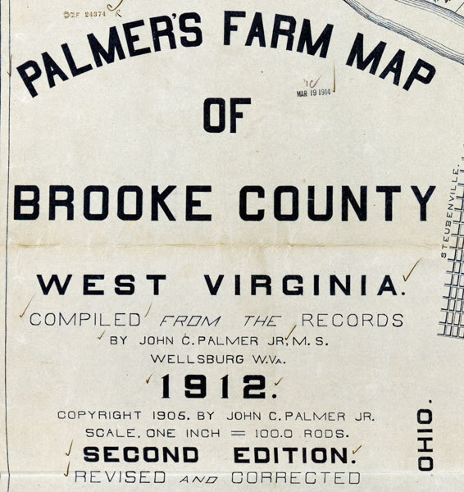 1912 Farm Line Map of Brooke County West Virginia Showing Oil Etsy