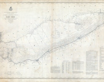 1880 Nautical Map of Lake Erie