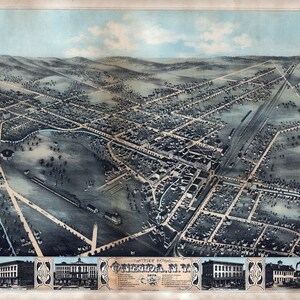 1874 Panorama-Karte Oneida New York