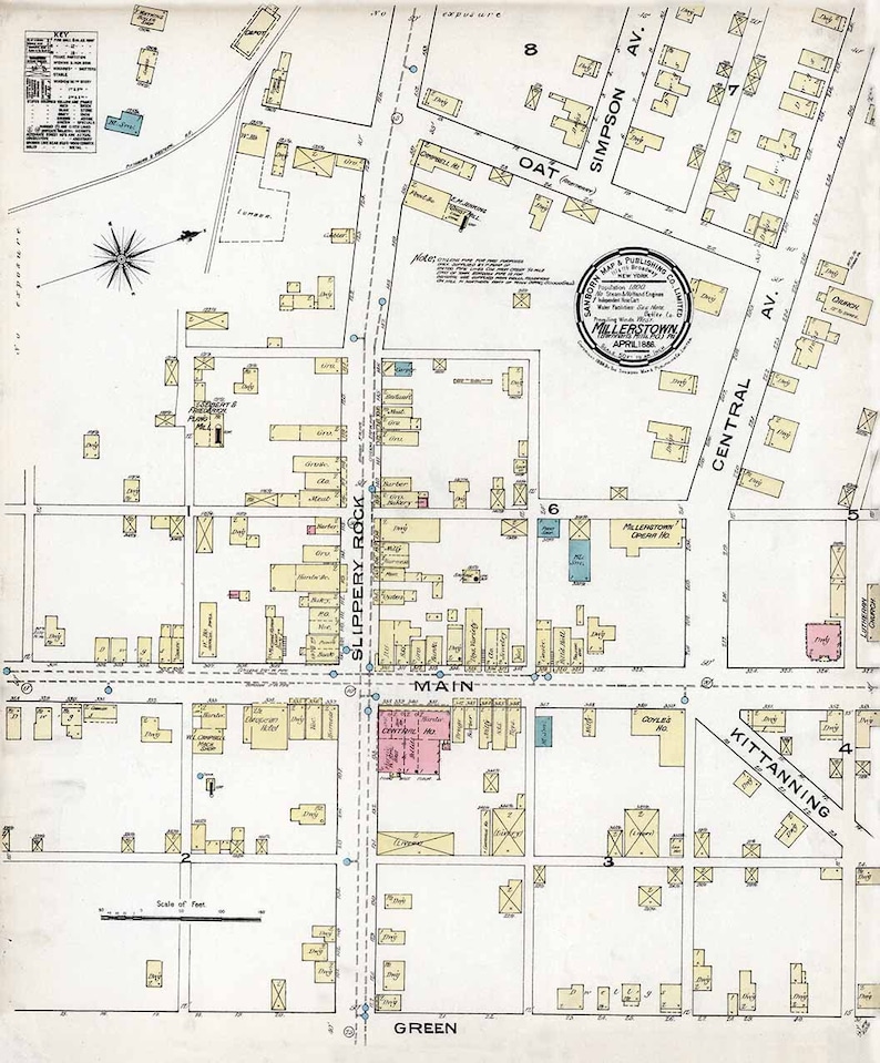1886 Town Map of Millerstown Butler County Pennsylvania Etsy