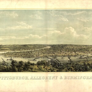 1871 Panorama-Karte von Pittsburgh Pennsylvania