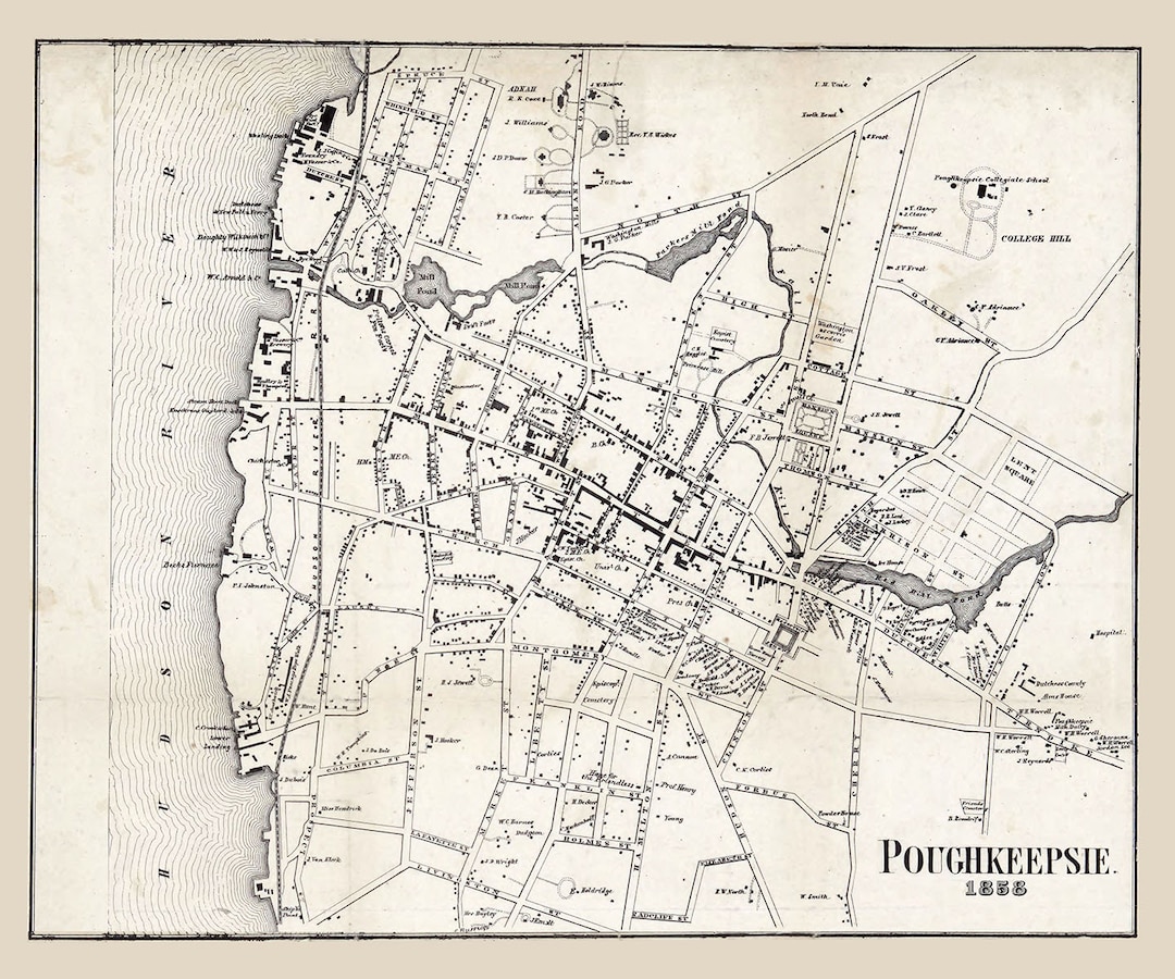 1858 Town Map of Poughkeepsie Dutchess County New York Etsy