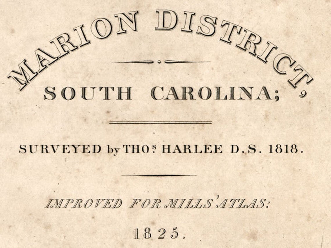 1825 Map of Marion County South Carolina Genealogy History Etsy