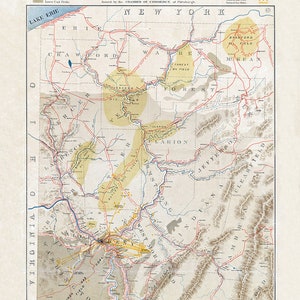 1874 Map of Pittsburg and Western PA Coal & Coke Fields Oil Regions