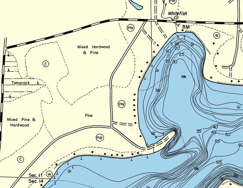 1972 Map of Whitefish Lake Sawyer County Wisconsin Etsy