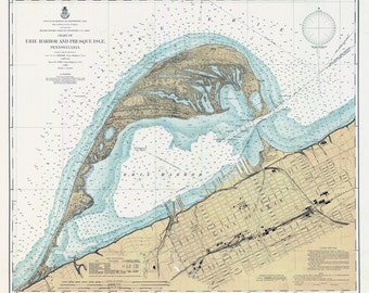 1901 Nautical Map of Erie Harbor and Presque Isle Erie County Pa