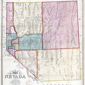Carte de l'État du Nevada de 1866