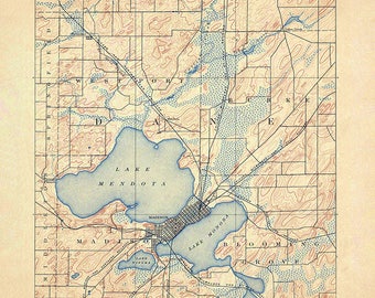 1857 Map of Madison Wisconsin Lake Menona