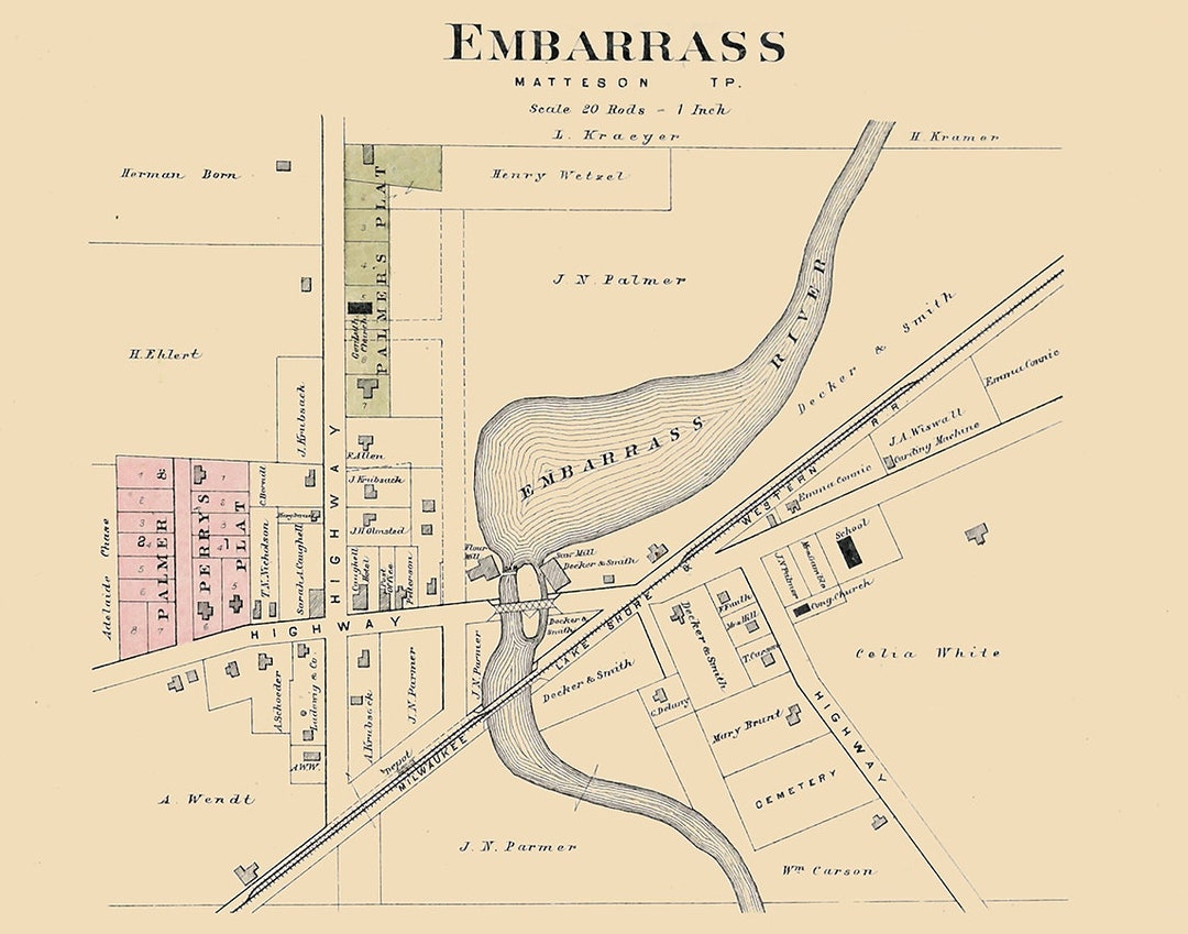 1889 Town Map of Embarrass Waupaca County Wisconsin Etsy