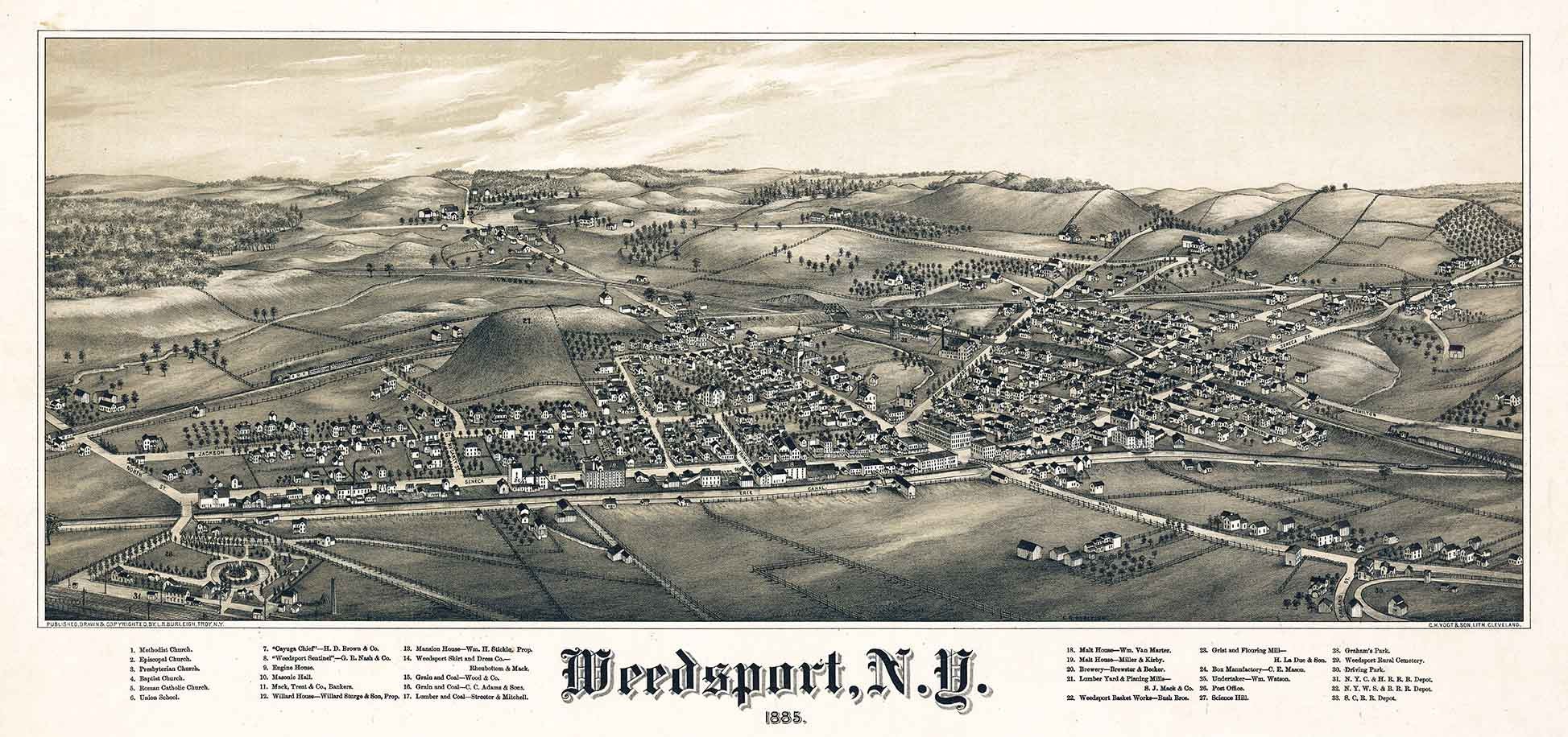 1885 Panoramic Map of Weedsport New York Etsy