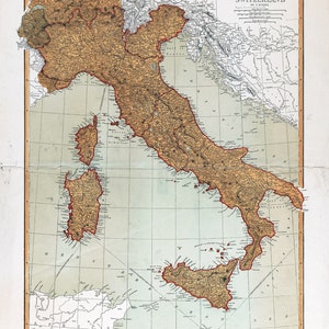 1860 Landkarte von Italien und der Schweiz