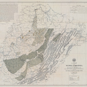 Olie- en gasveldkaart uit 1899 van West-Virginia
