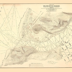 1856 Nautical Chart of Grand River Harbor Michigan