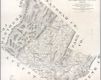 1875 Map of Rockingham County Virginia Harrisonburg Family Names Genealogy