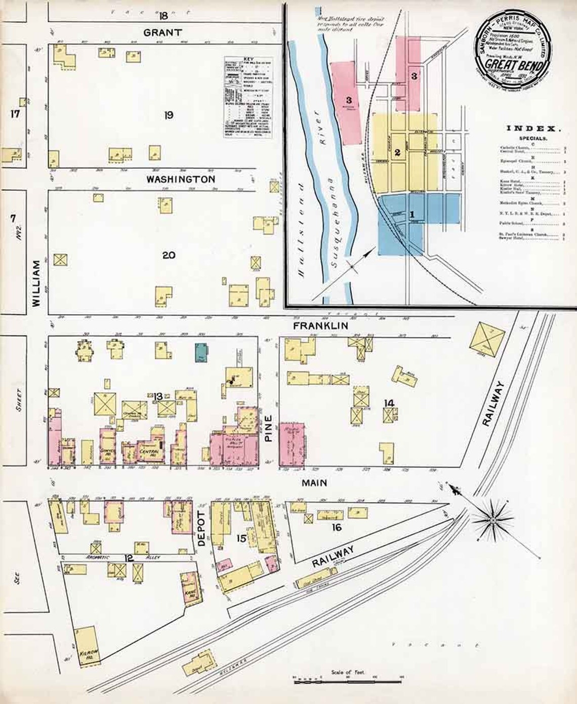 1892 Town Map of Great Bend Susquehanna County Pennsylvania Etsy