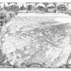 1898 Panoramakarte von Santa Barbara Kalifornien