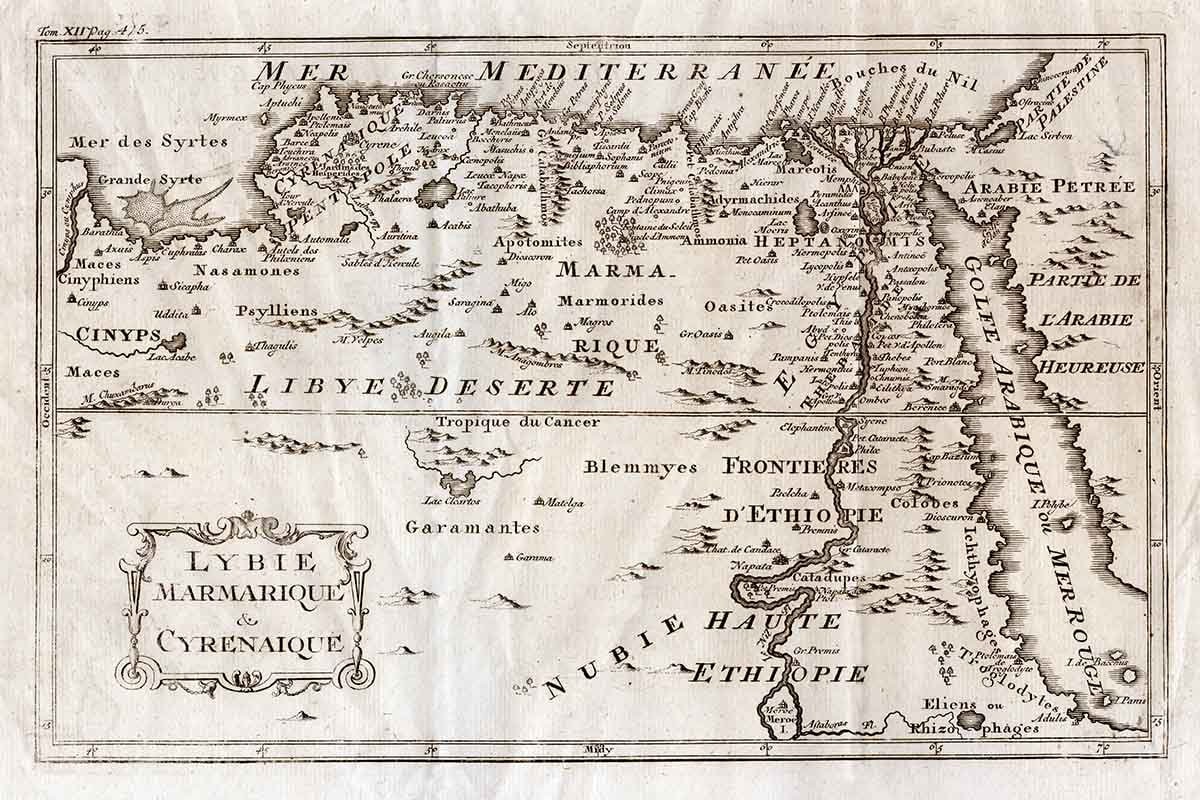 Historical Map of Libya Mediterranean and Cyrenaique - Etsy