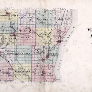 1915-Karte von Washington & Ozaukee County, Wisconsin