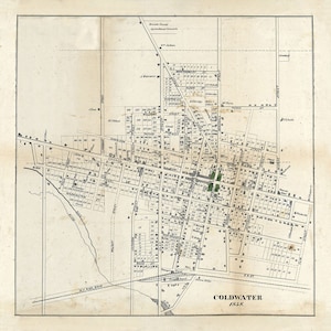 1858 Map of Coldwater Branch County Michigan