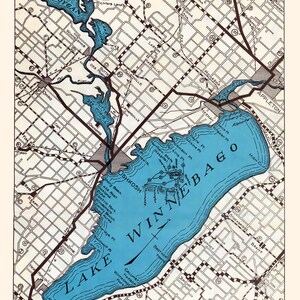 1923 Map of Lake Winnebago Wisconsin