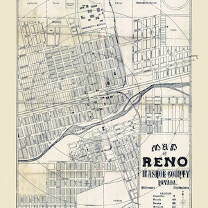 1900, carte du comté de Reno Washoe, Nevada