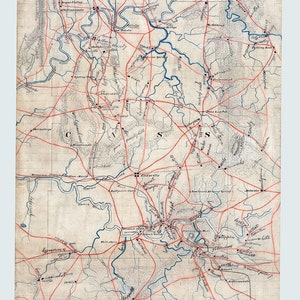 Années 1860, carte du comté de Cass, Géorgie