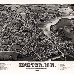 1884 Panorama-Karte von Exeter, New Hampshire, Rockingham County