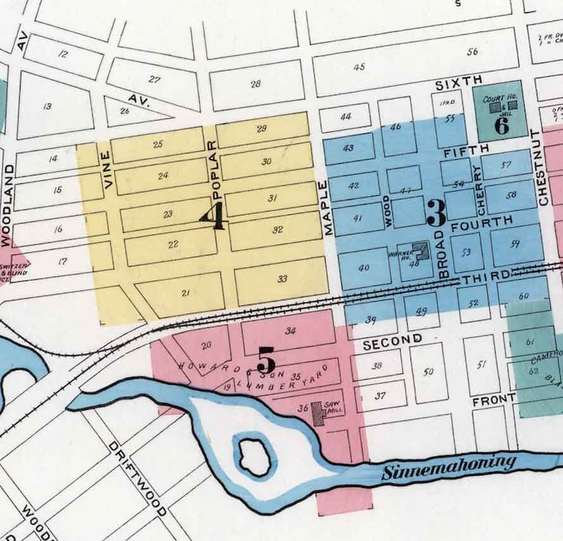 1892 Town Map of Emporium Cameron County Pennsylvania Etsy