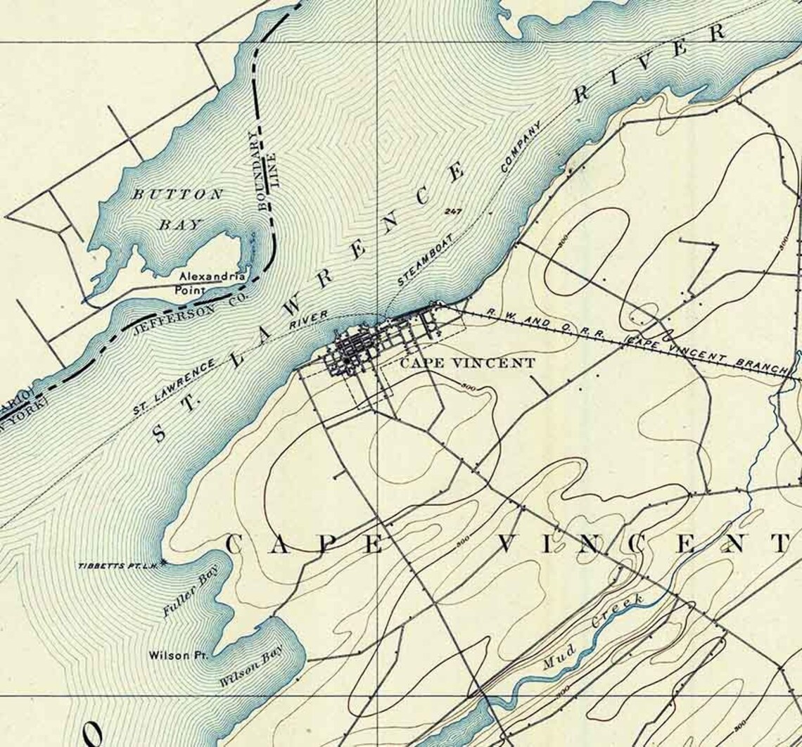 1895 Topo Map of Cape Vincent New York Quadrangle Etsy