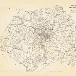 1882 Kaart van Washington DC en omgeving Fairfax County Prince George County