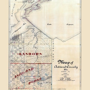 1898 Farm Line Map of Ashland County Wisconsin