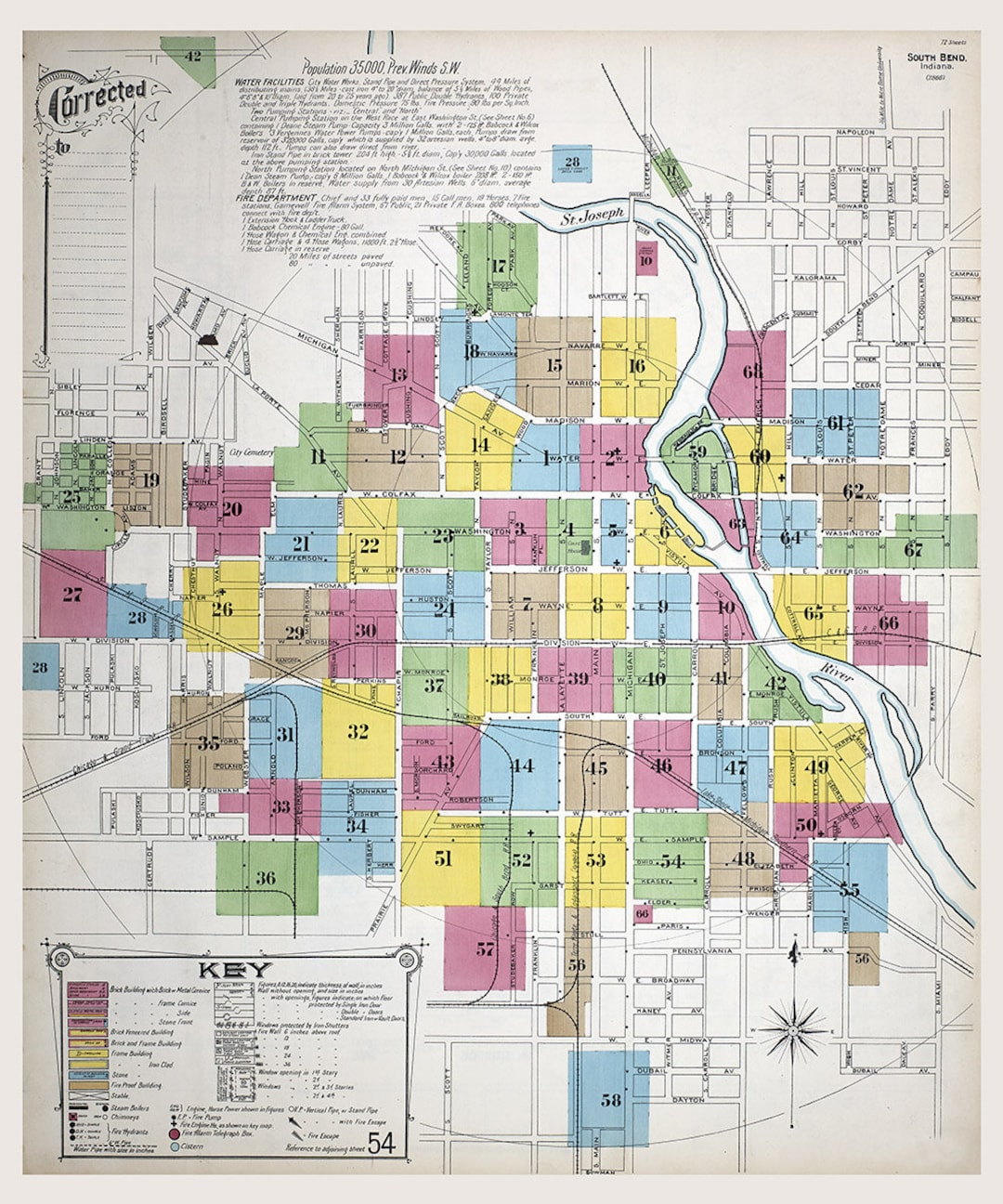 1899 Town Map of South Bend Indiana - Etsy