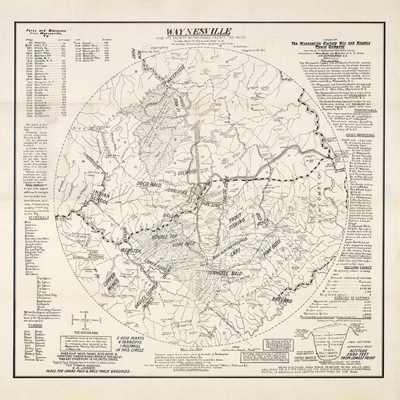 1905 Map of Waynesville North Carolina Etsy