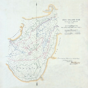 Carta nautica del 1856 di Hog Island Bar Virginia