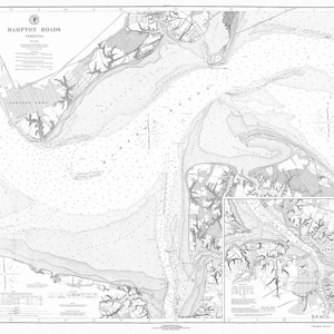 1894 Nautical Map of Hampton Roads Virginia