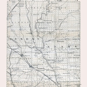 1880 Map of Juneau and Adams County Wisconsin