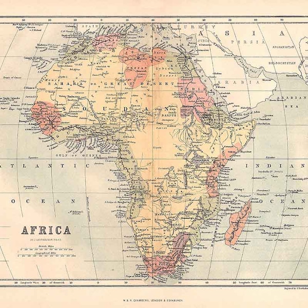 1874 Map of Africa