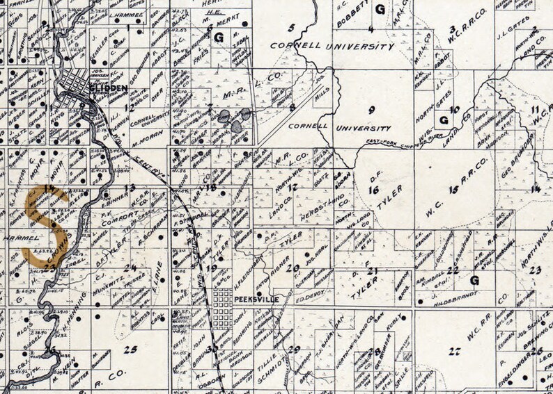 1898 Map of Ashland County Wisconsin Glidden Etsy