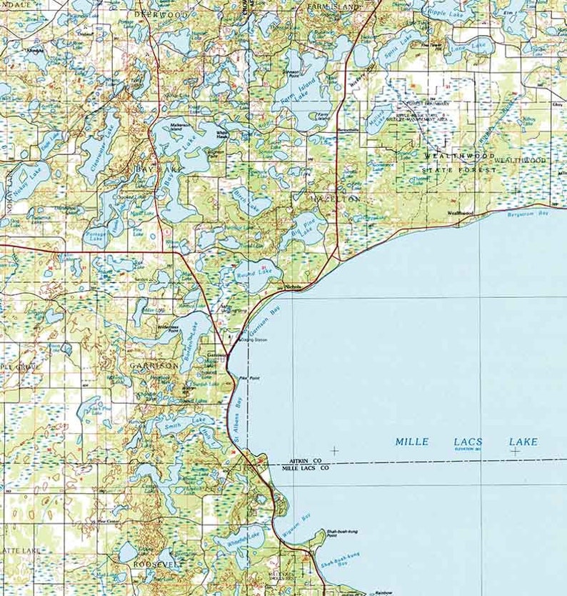 1895 Topo Map of Mille Lacs Lake MN Quadrangle Etsy