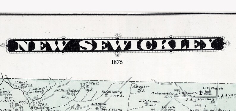 1876 Map Of New Sewickley Township Beaver County Etsy Il J8vd 